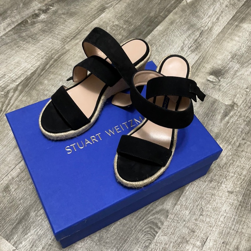 Stuart Weitzman suede wedge sandals